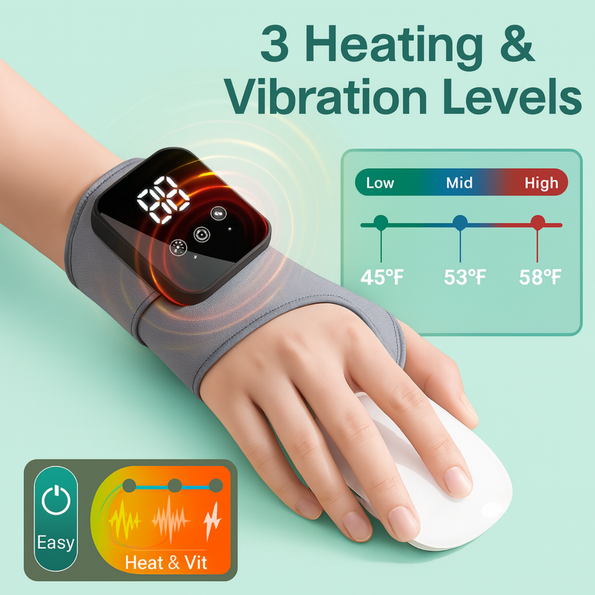 Wireless Heated Wrist Wrap Massager - 1 Pc