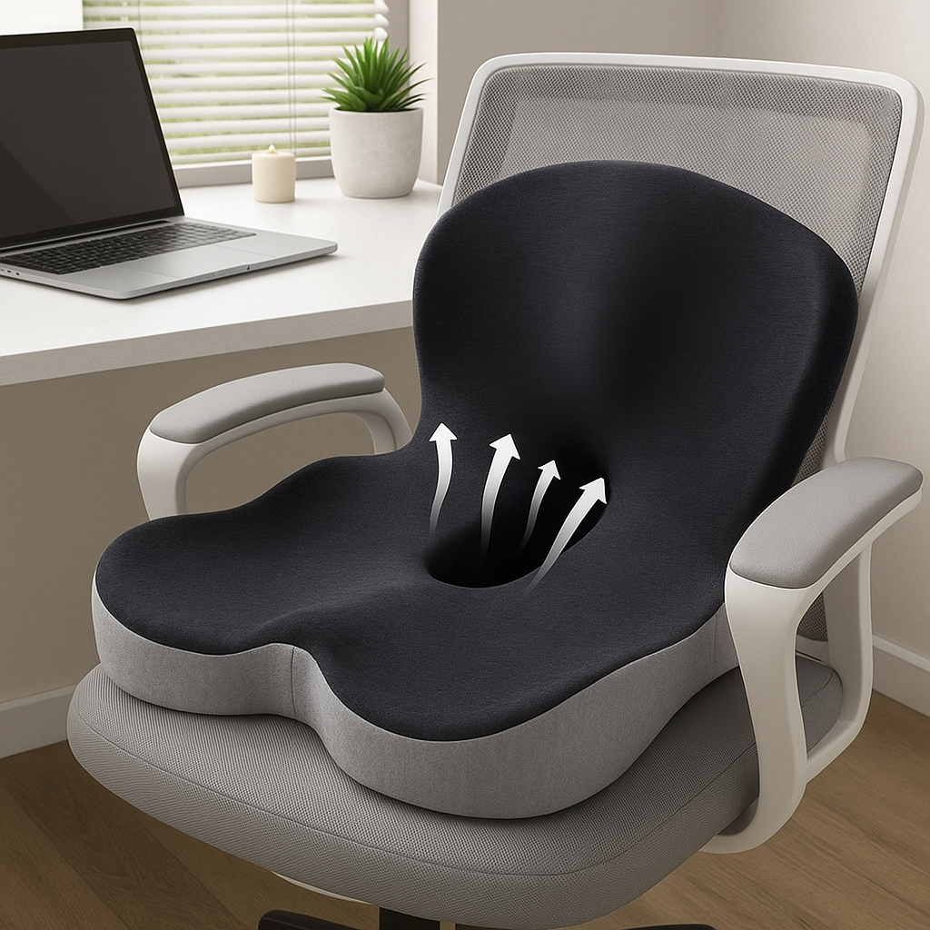 Back Support Seat Cushion - Memory Foam Chair Pad