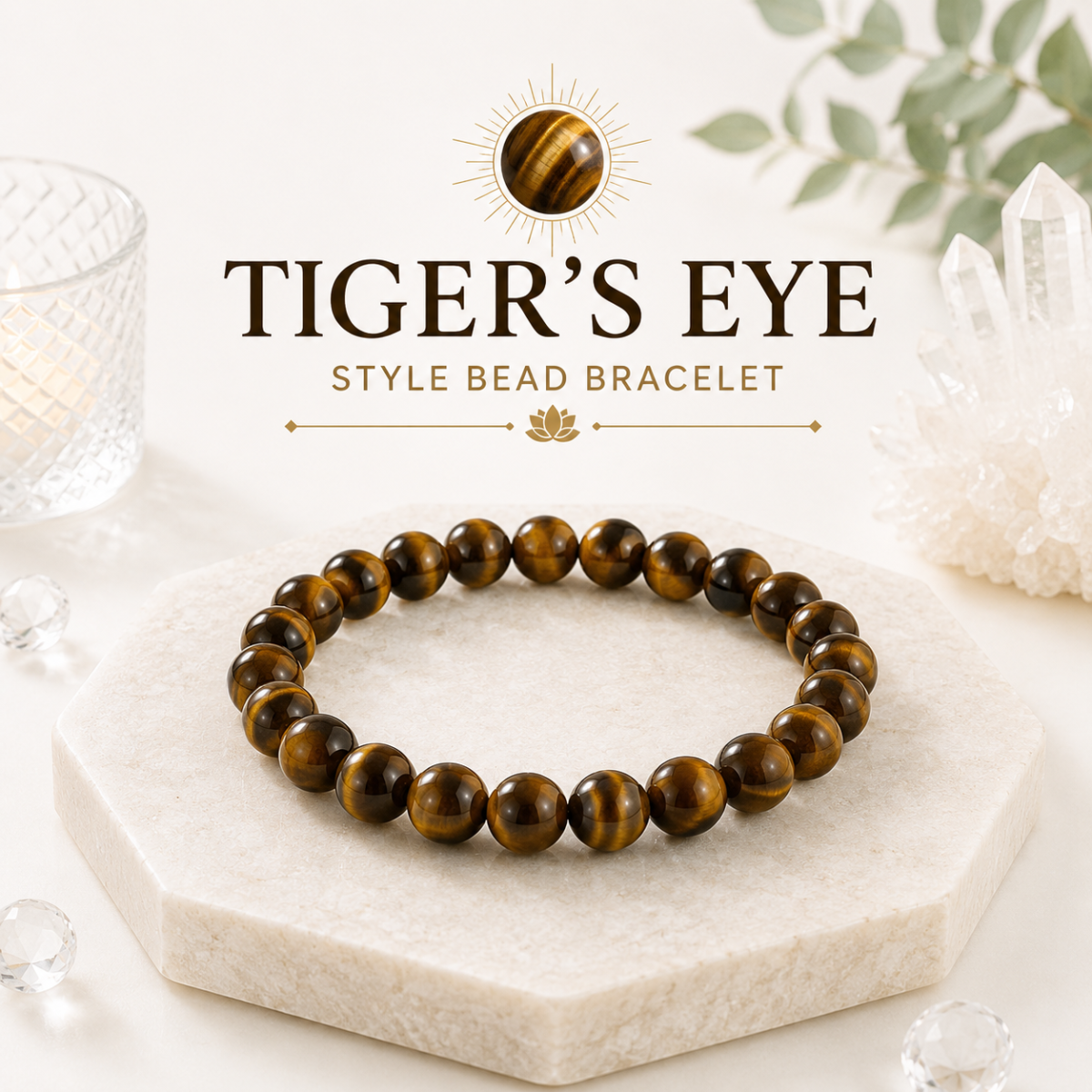 Tiger Eye Style Glass Beaded Bracelet – 8mm