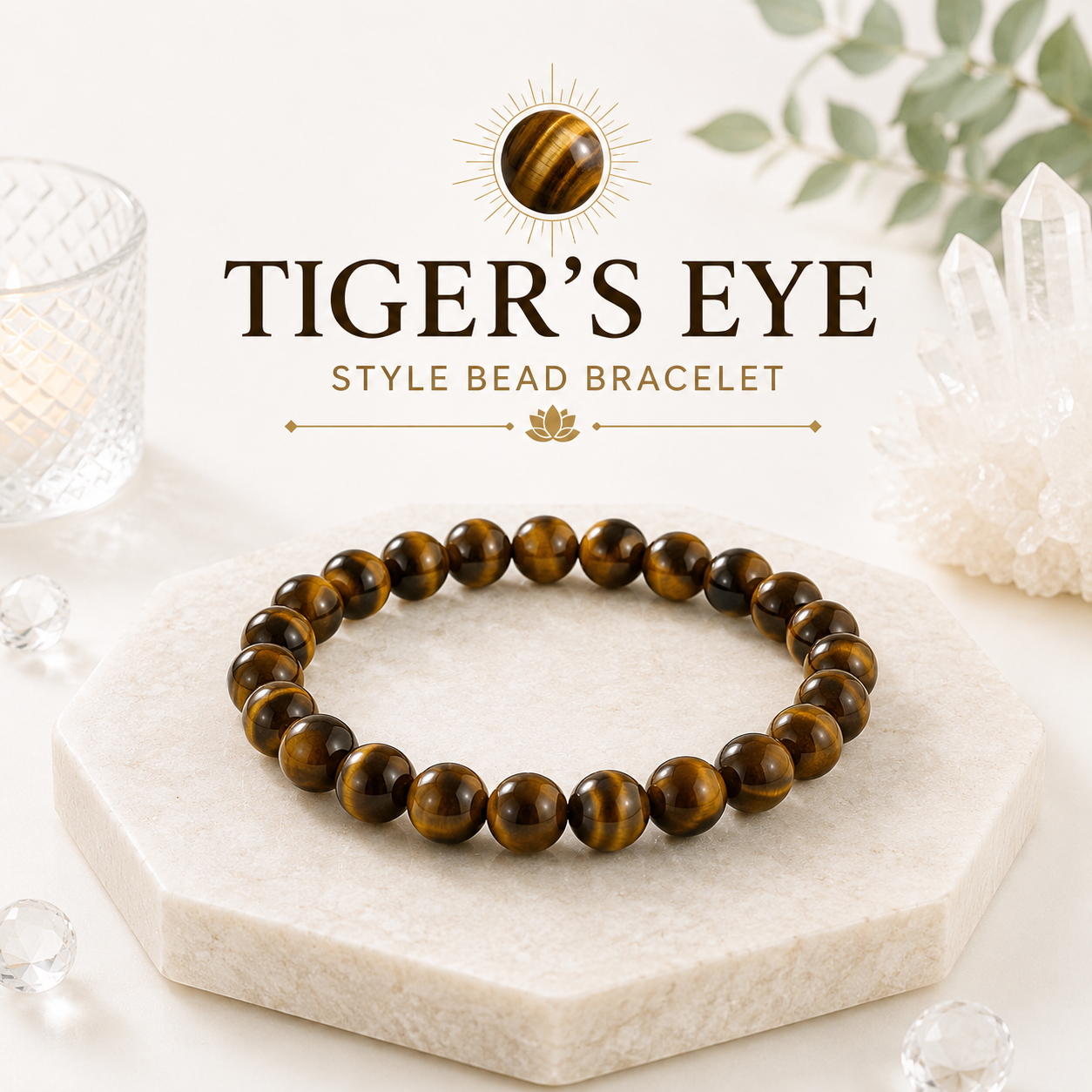Tiger Eye Style Glass Beaded Bracelet – 8mm