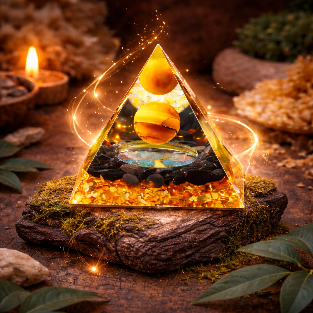 Resin Pyramid Desk Display – 5cm Decorative Pyramid,