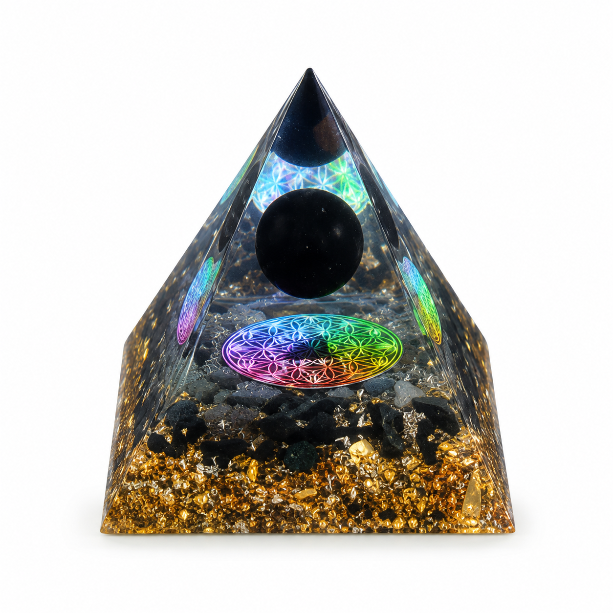 Black & Gold Resin Pyramid Desk Display – 5cm - Image 6