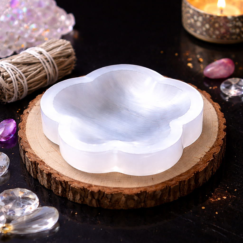 Selenite Flower Decorative Bowl - 1Pc