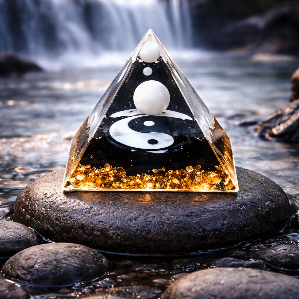 Resin Pyramid Desk Display – 5cm Decorative Pyramid
