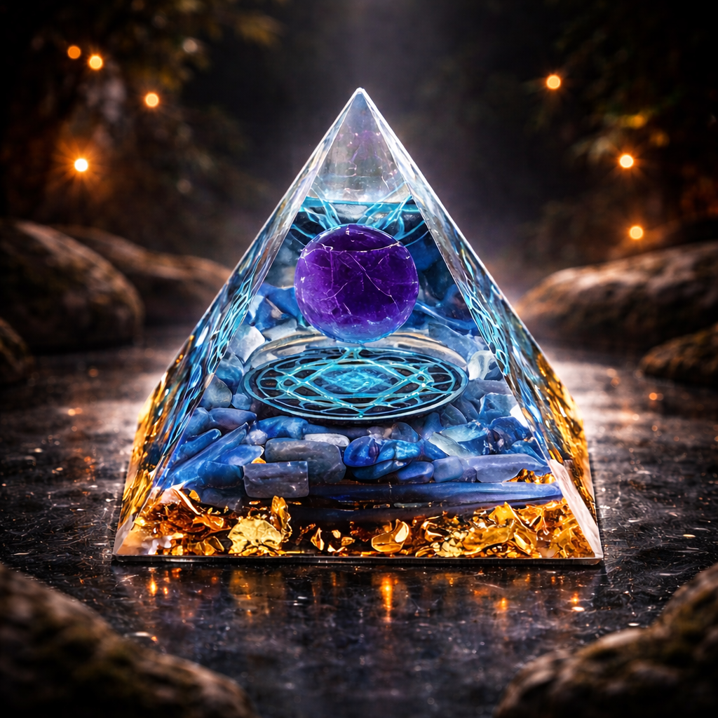 Blue & Purple Decorative Resin Pyramid – 5 cm