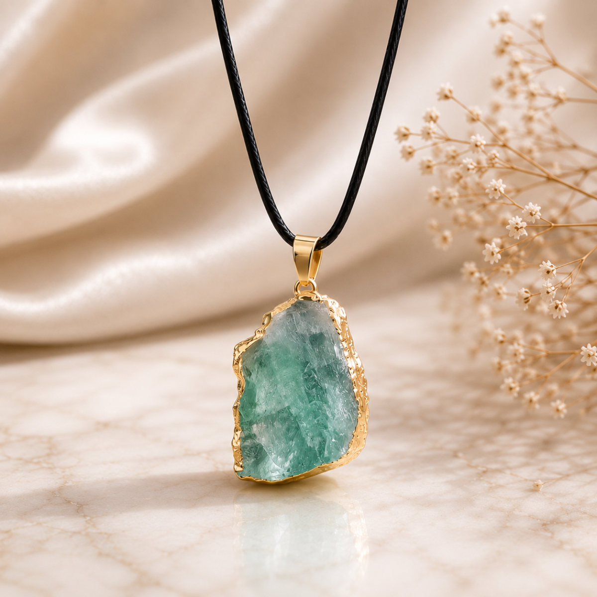 Aqua Style Irregular Pendant Necklace – Gold Tone – 1.25 Inch