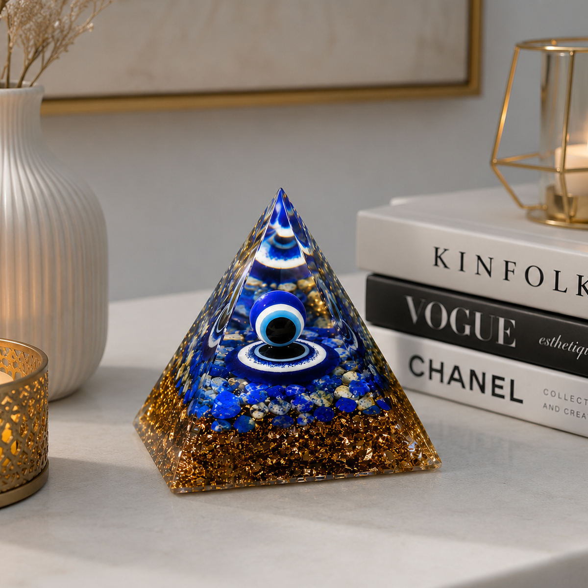 Resin Pyramid Display with Blue Eye Design – 5cm - Image 4
