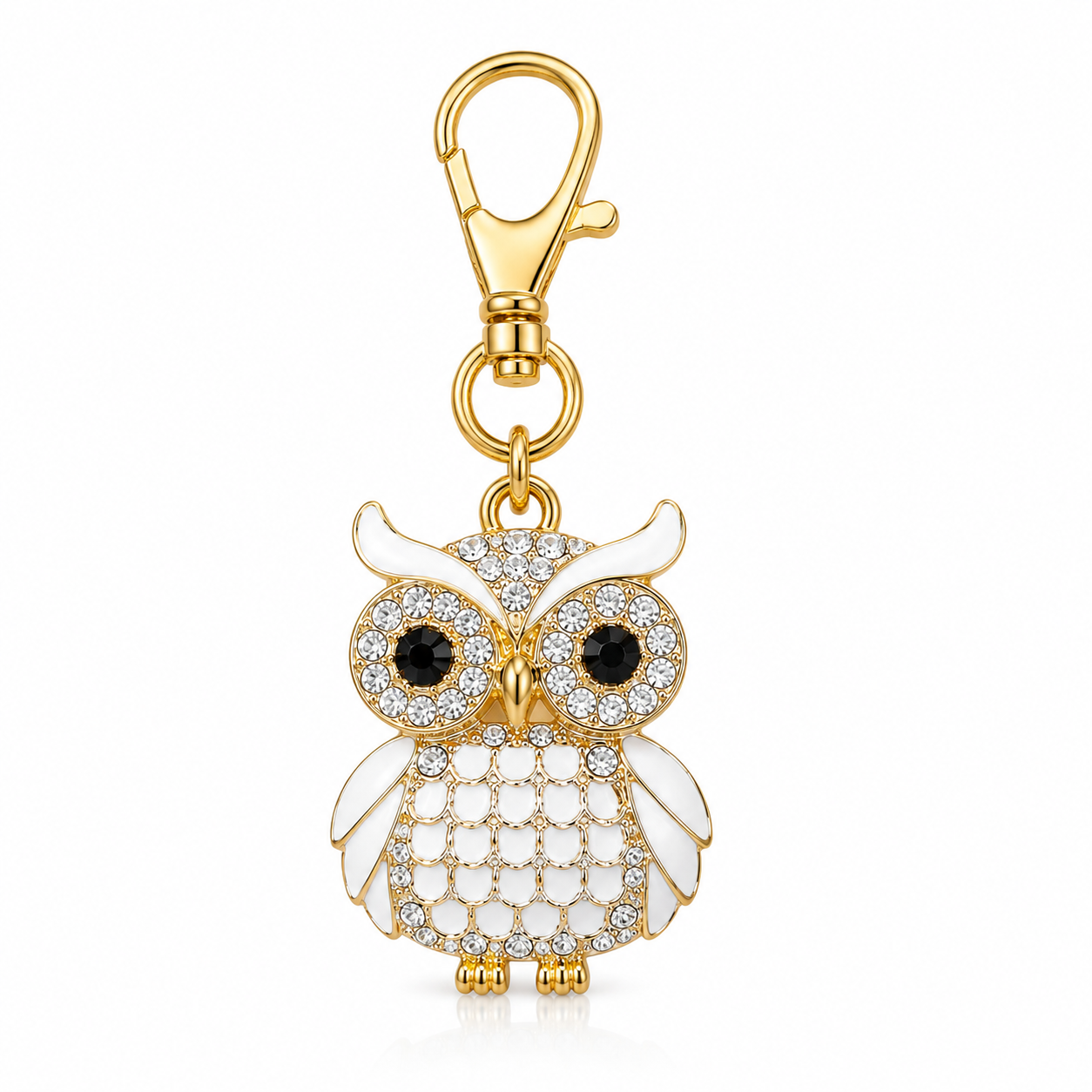 White Designer Owl Keychain Charm - Image 7