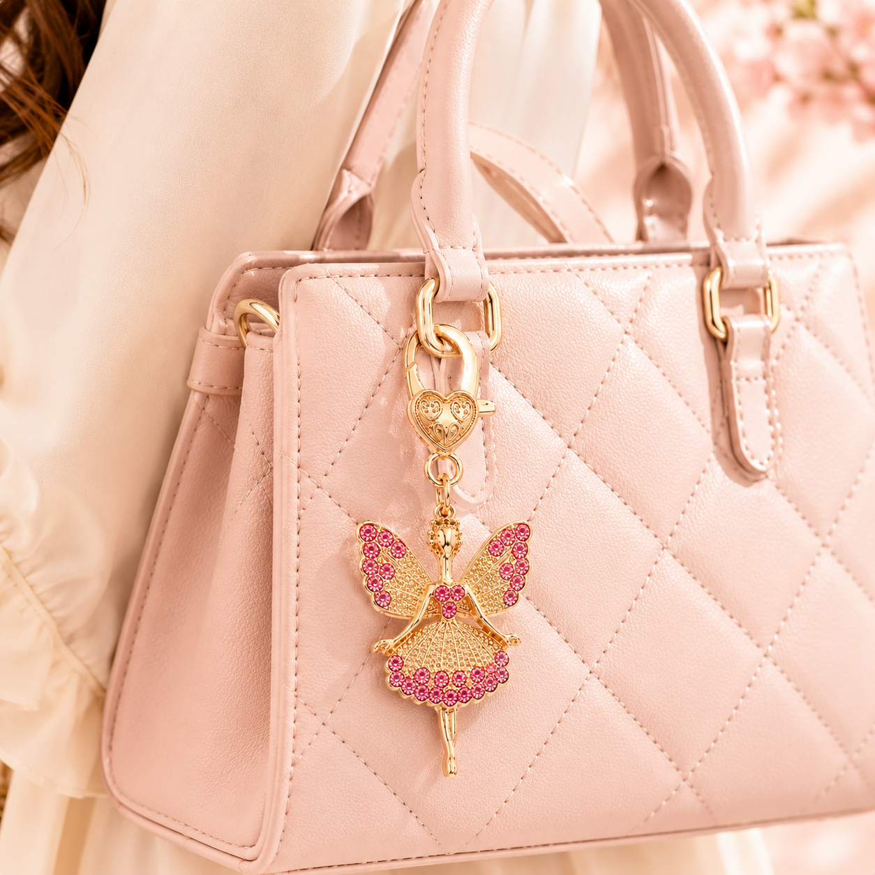 Pink Designer Fairy Keychain Charm - Image 2