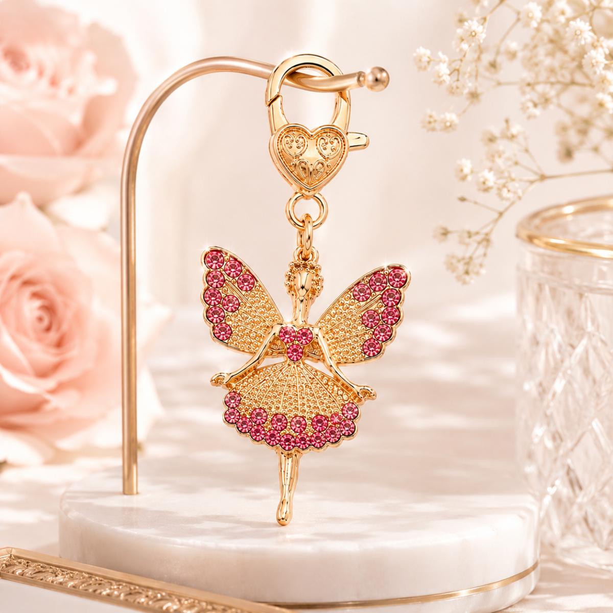 Pink Designer Fairy Keychain Charm