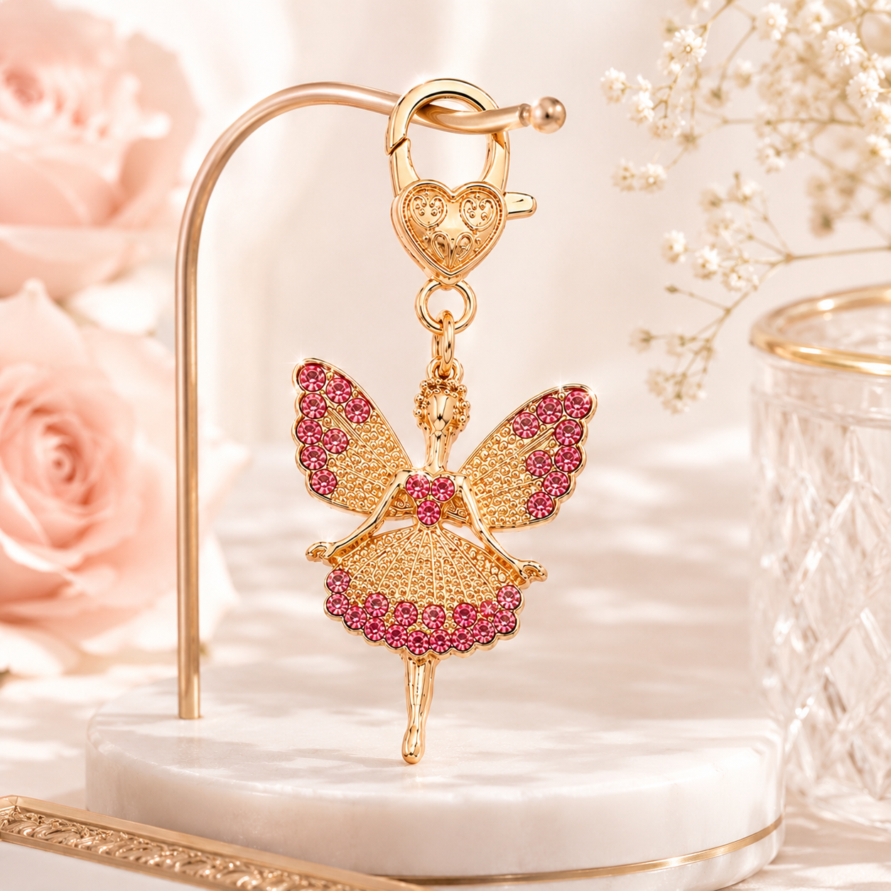 Pink Designer Fairy Keychain Charm