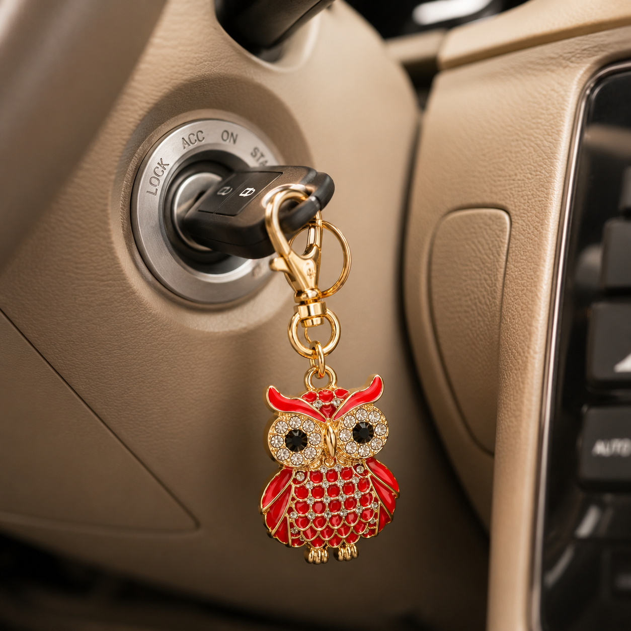 Red Designer Owl Keychain Charm - Image 3