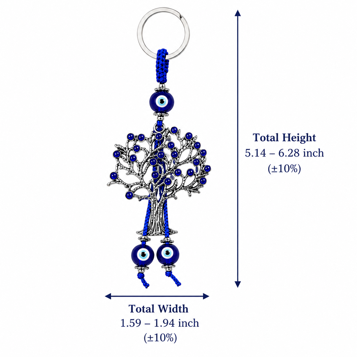 Blue Evil Eye Tree of Life Metal Hanging Keychain - Image 6