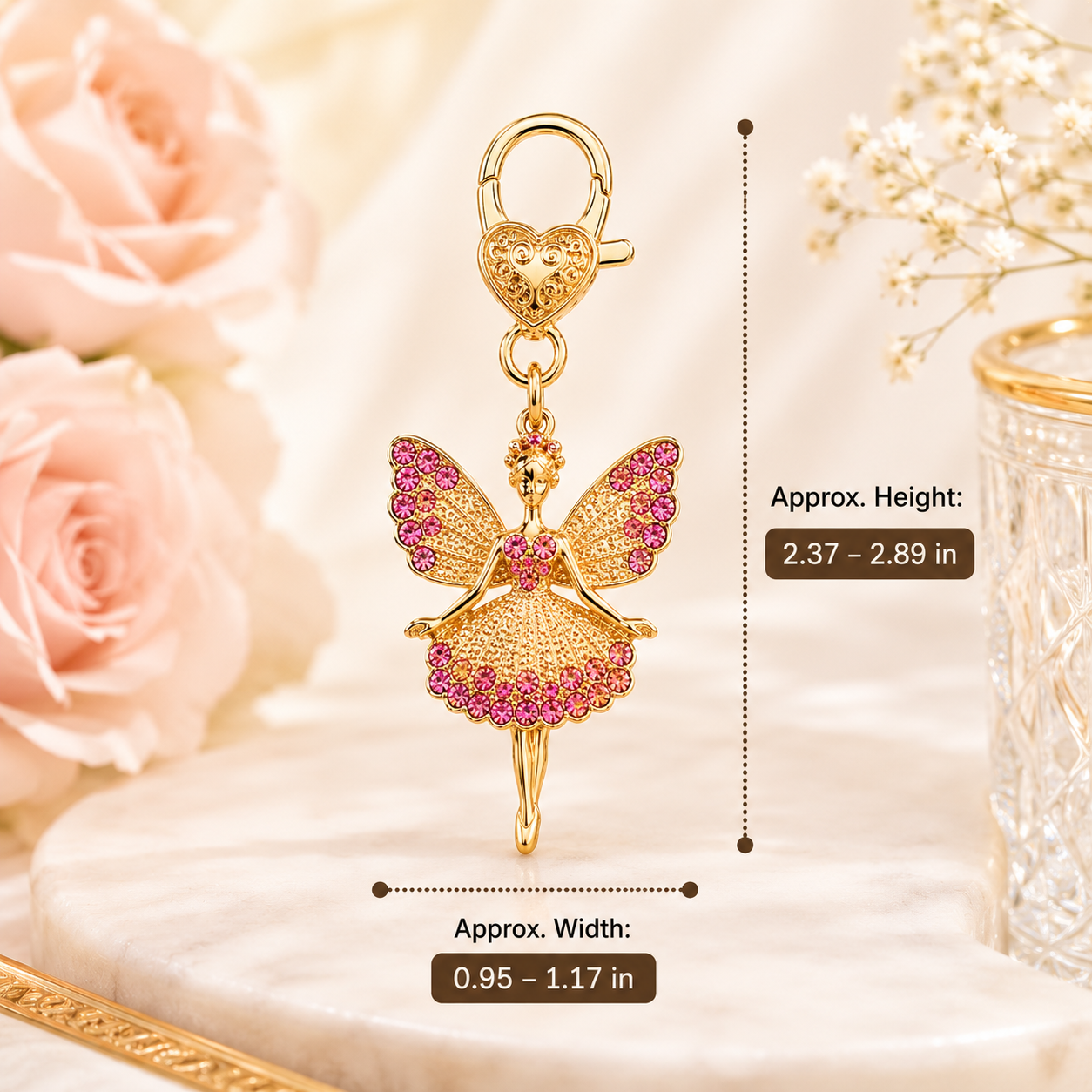 Pink Designer Fairy Keychain Charm - Image 5