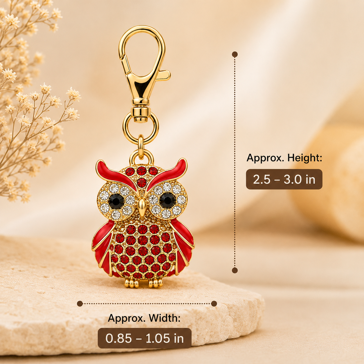 Red Designer Owl Keychain Charm - Image 5