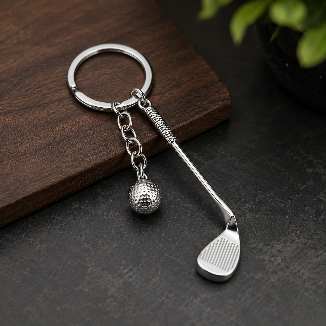 Golf Club & Ball Charm Keychain