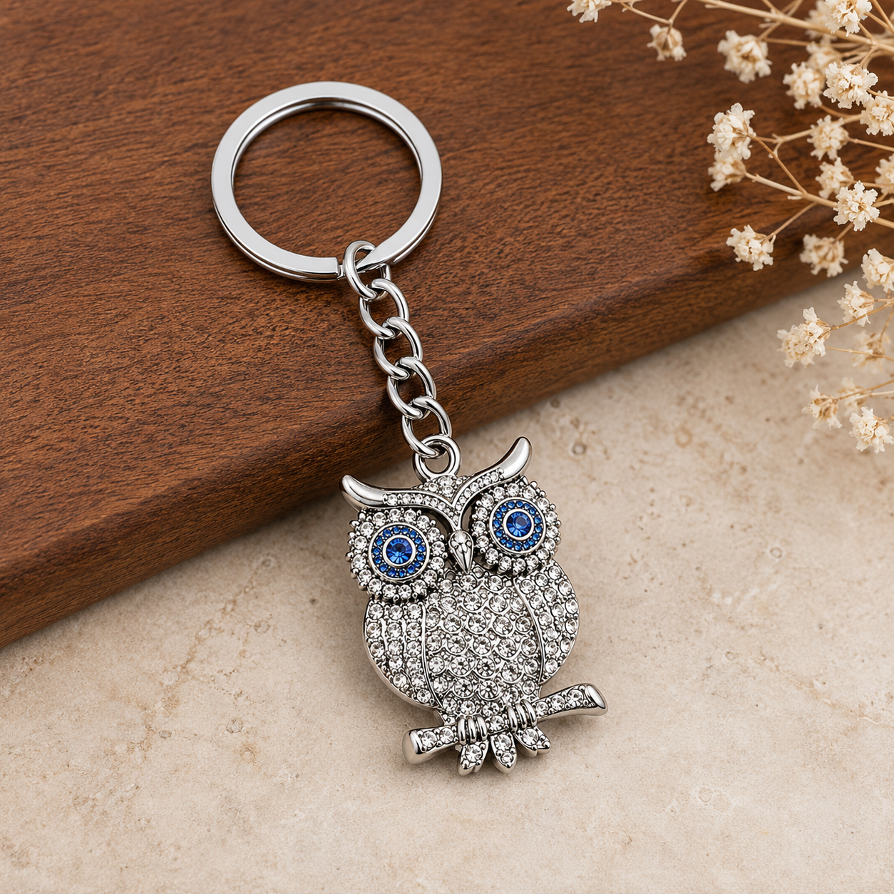 Silver Owl Designer Keychain Charm