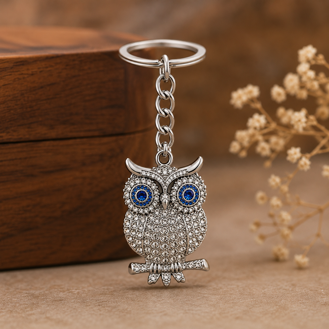 Silver Owl Designer Keychain Charm - Image 4