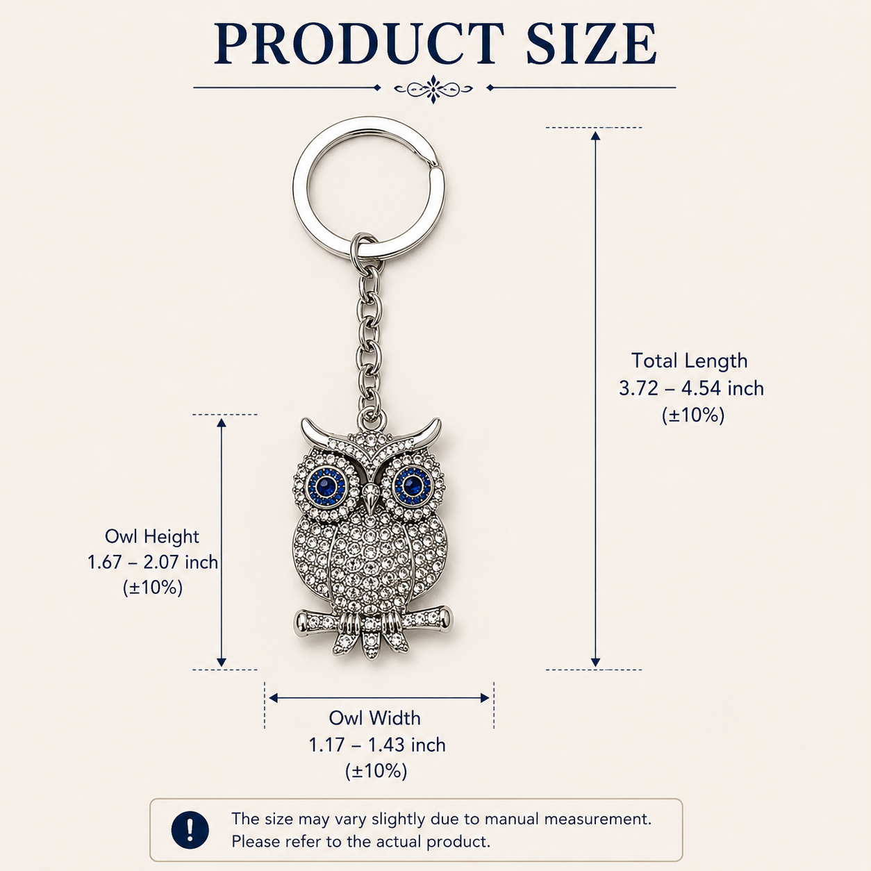 Silver Owl Designer Keychain Charm - Image 6