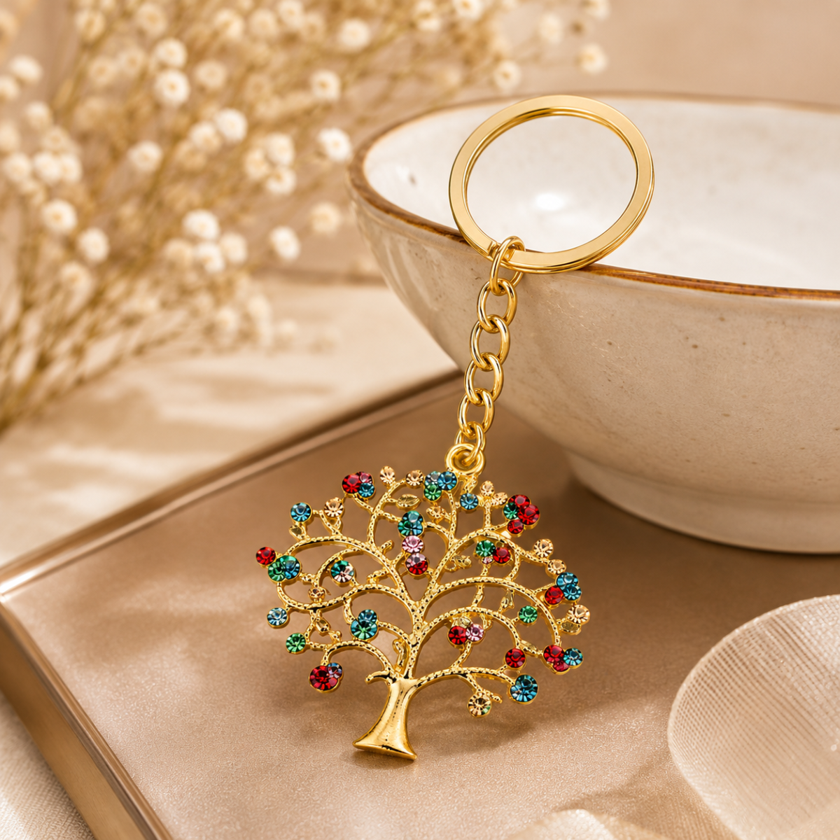 Crystal Tree Decorative Metal Keychain