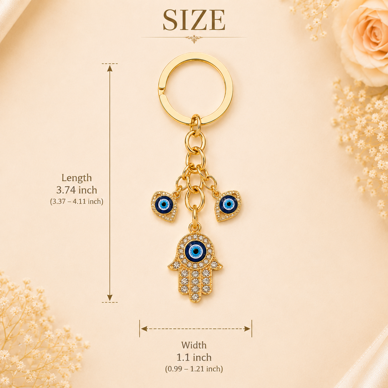 Evil Eye Hamsa Hand Charm Keychain - Image 6