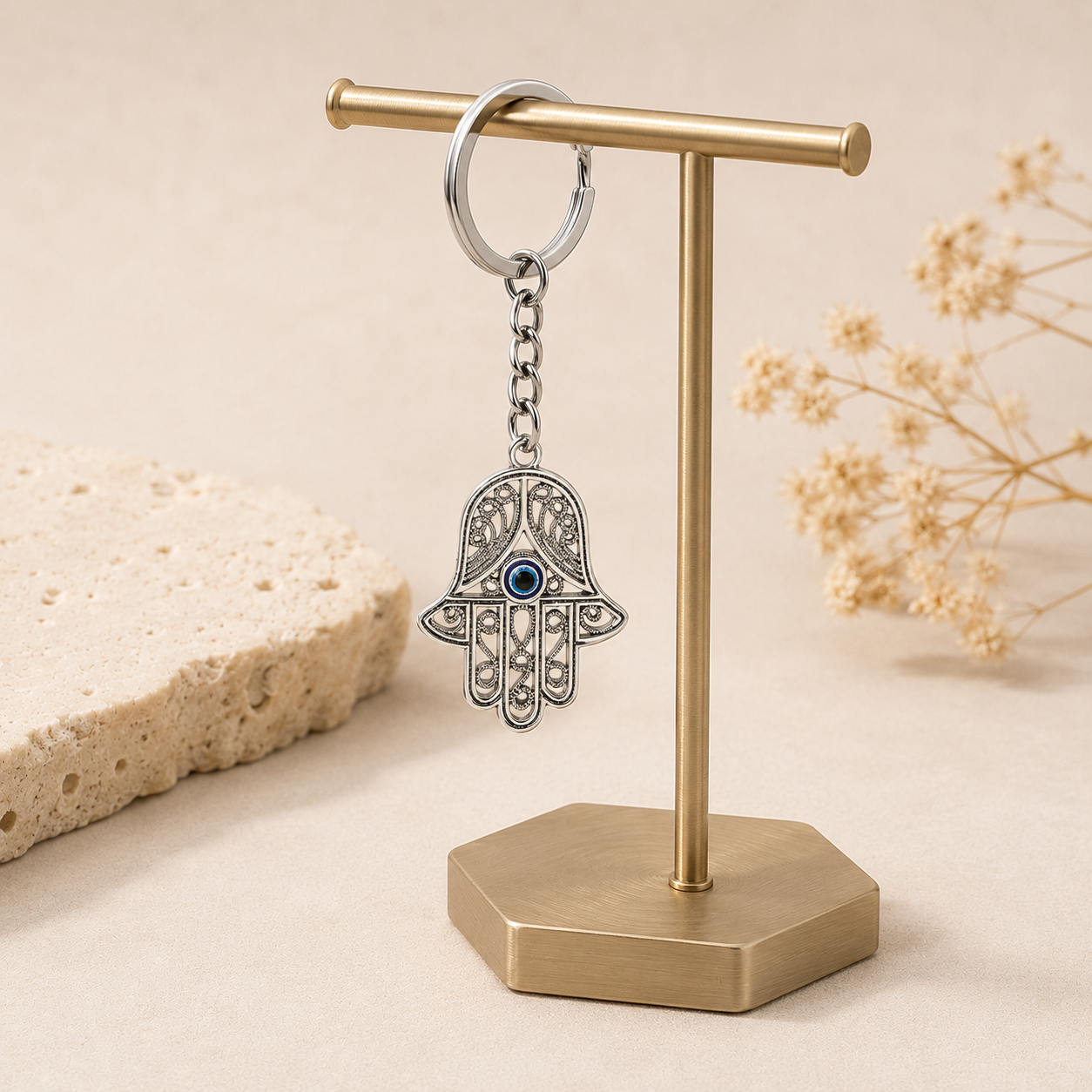 Evil Eye Hamsa Hand Metal Keychain - Image 4
