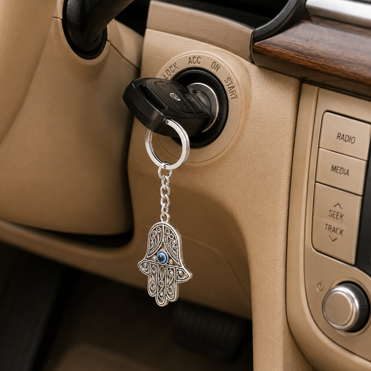 Evil Eye Hamsa Hand Metal Keychain - Image 3