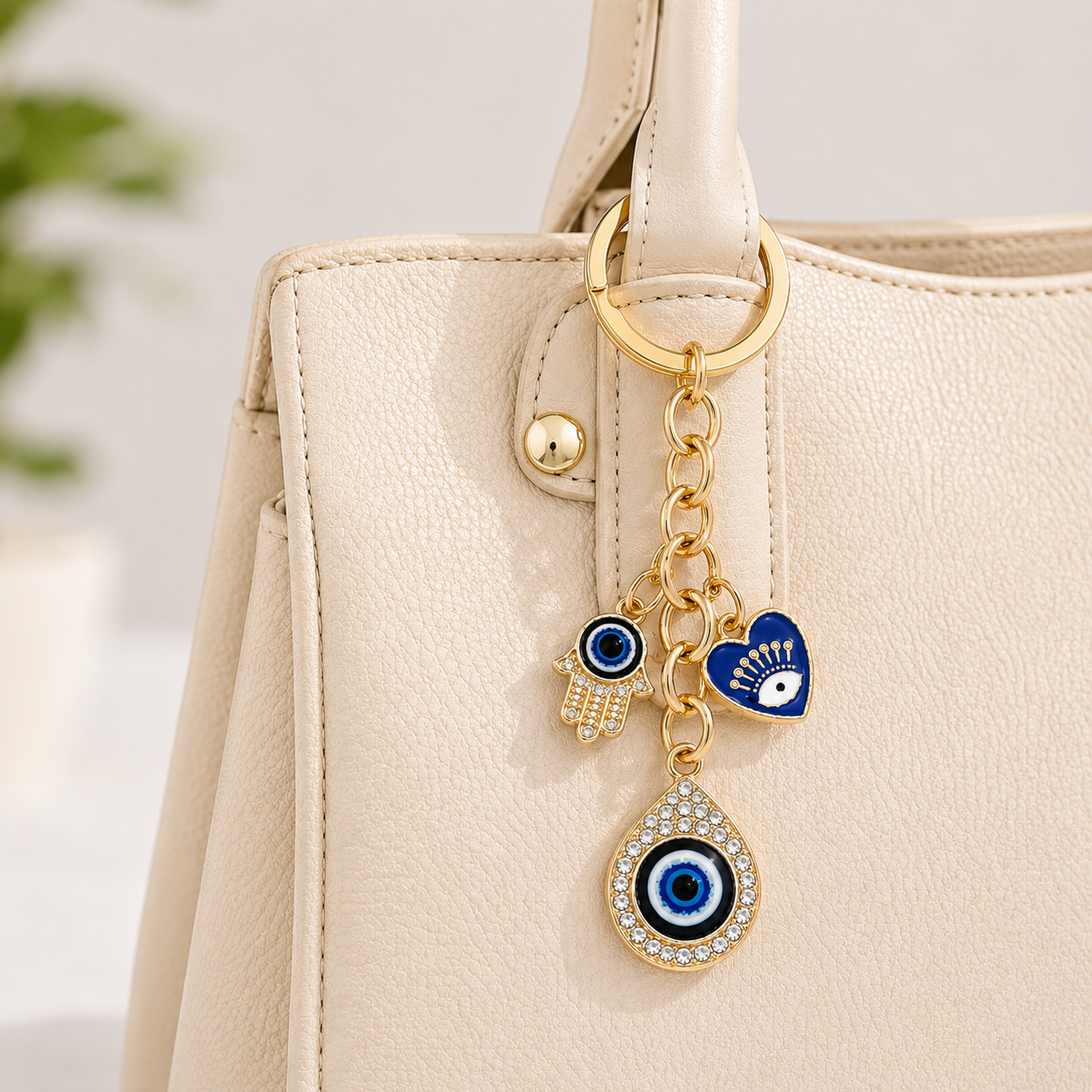 Evil Eye Charm Metal Keychain - Image 2