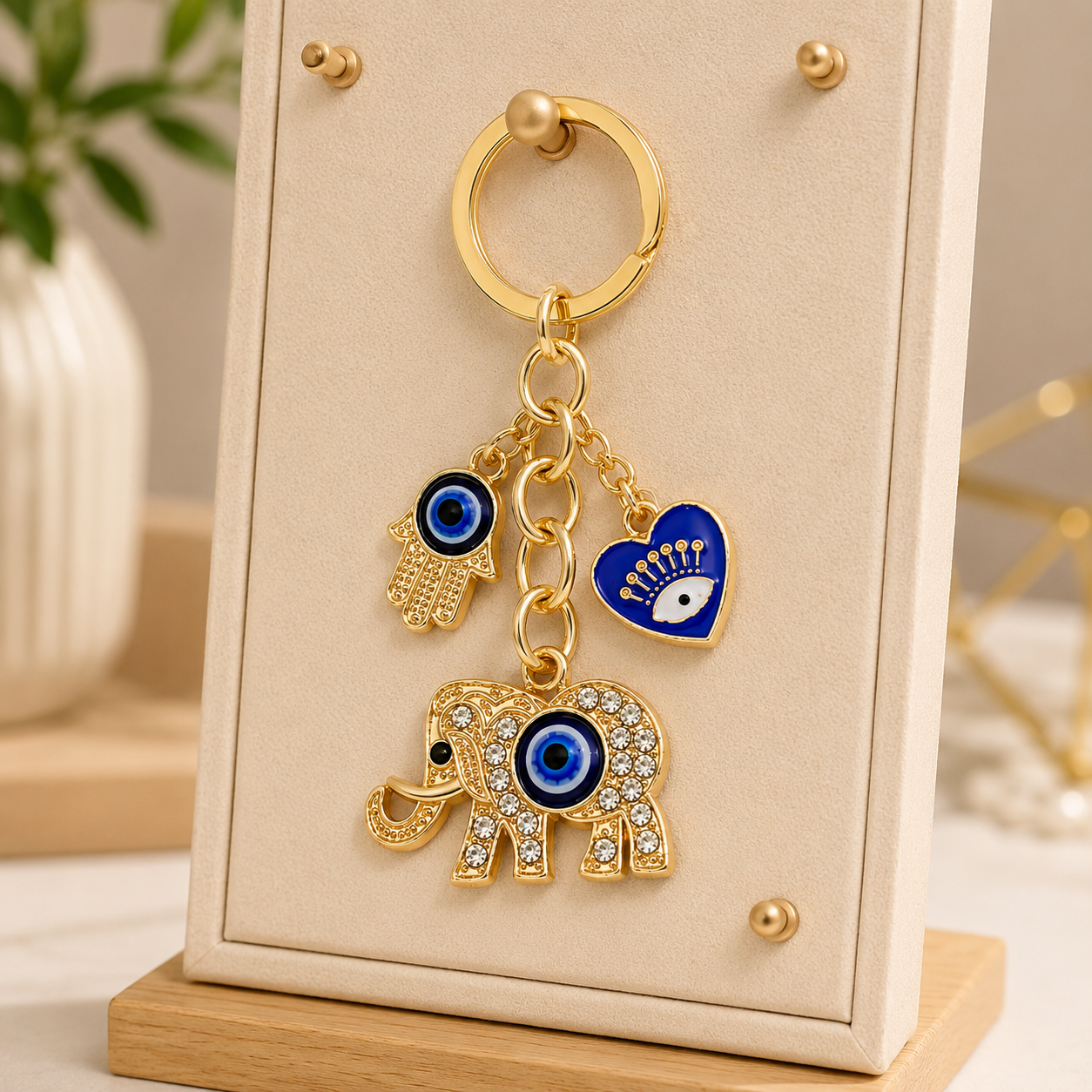 Elephant Evil Eye Metal Keychain - Image 4