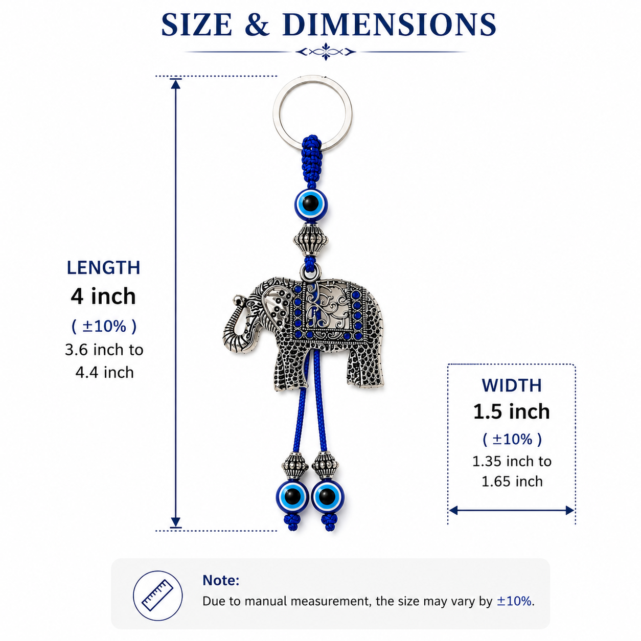 Elephant Evil Eye Metal Keychain - Image 6