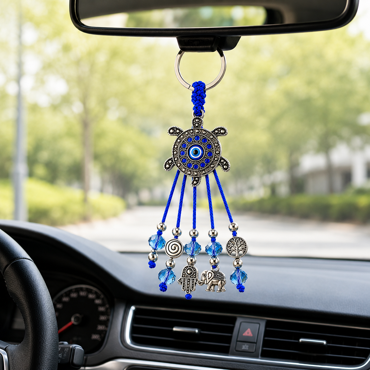 Evil Eye Hanging Charm Metal Keychain - Image 3