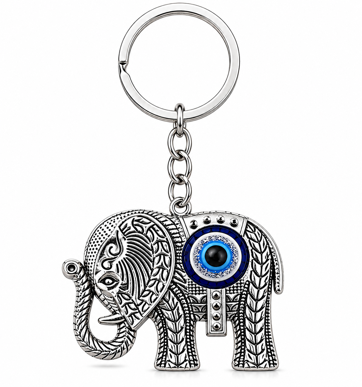 Elephant & Evil Eye Metal Keychain - Image 7