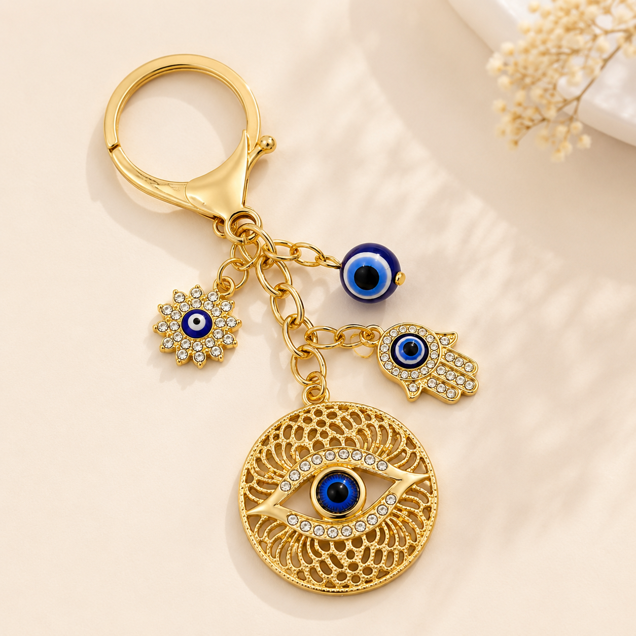Evil Eye Charm Metal Keychain