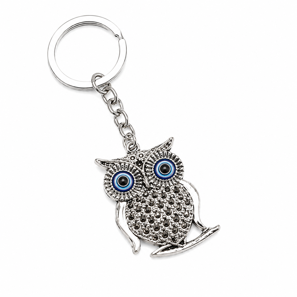 Owl Keychain Charm with Blue Eye Accents - Image 7