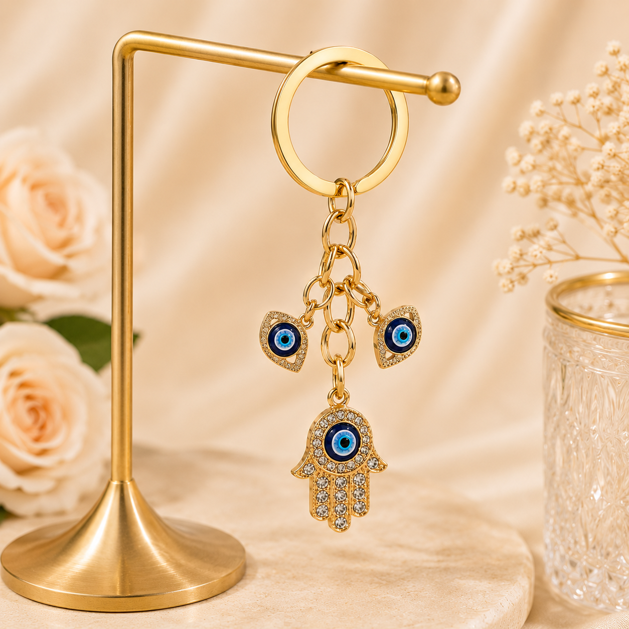 Evil Eye Hamsa Hand Charm Keychain - Image 5