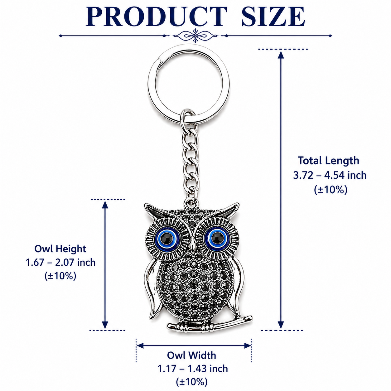Owl Keychain Charm with Blue Eye Accents - Image 6