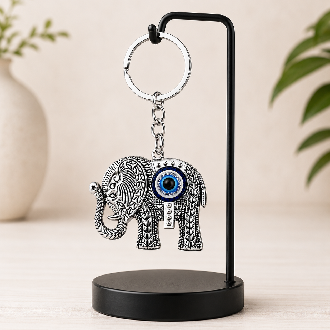 Elephant & Evil Eye Metal Keychain - Image 4