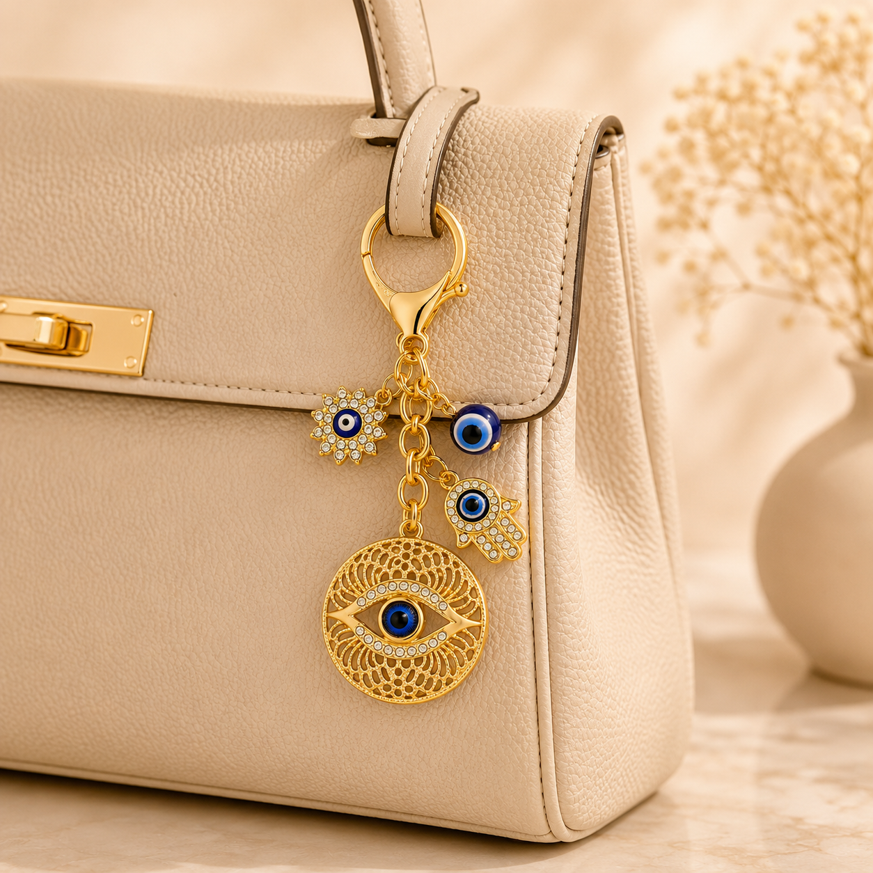 Evil Eye Charm Metal Keychain - Image 2