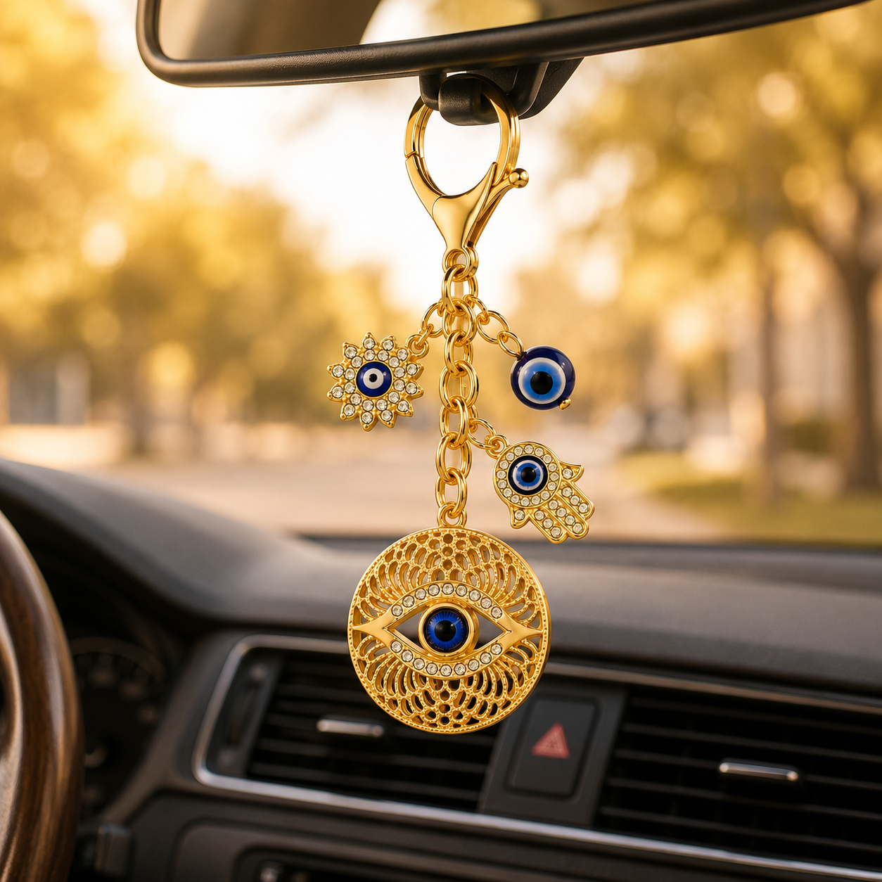 Evil Eye Charm Metal Keychain - Image 3