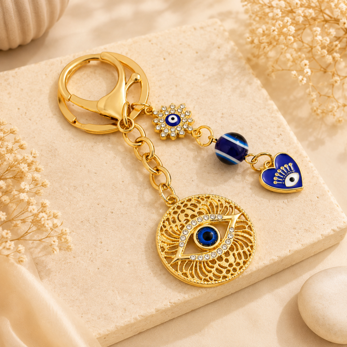 Evil Eye Charm Metal Keychain