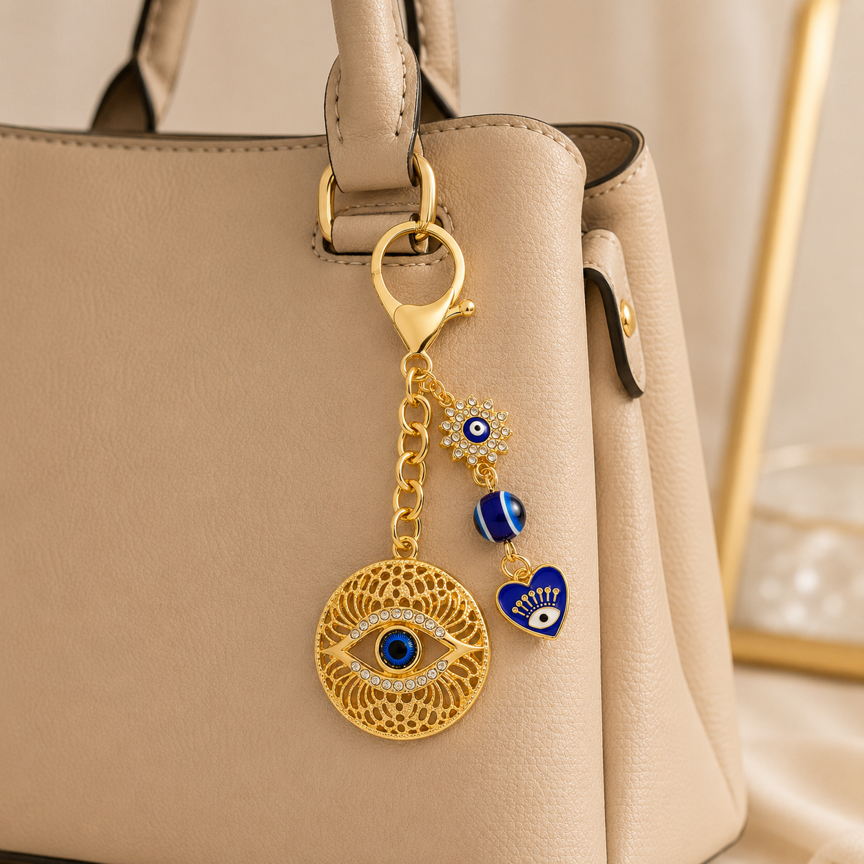 Evil Eye Charm Metal Keychain - Image 2