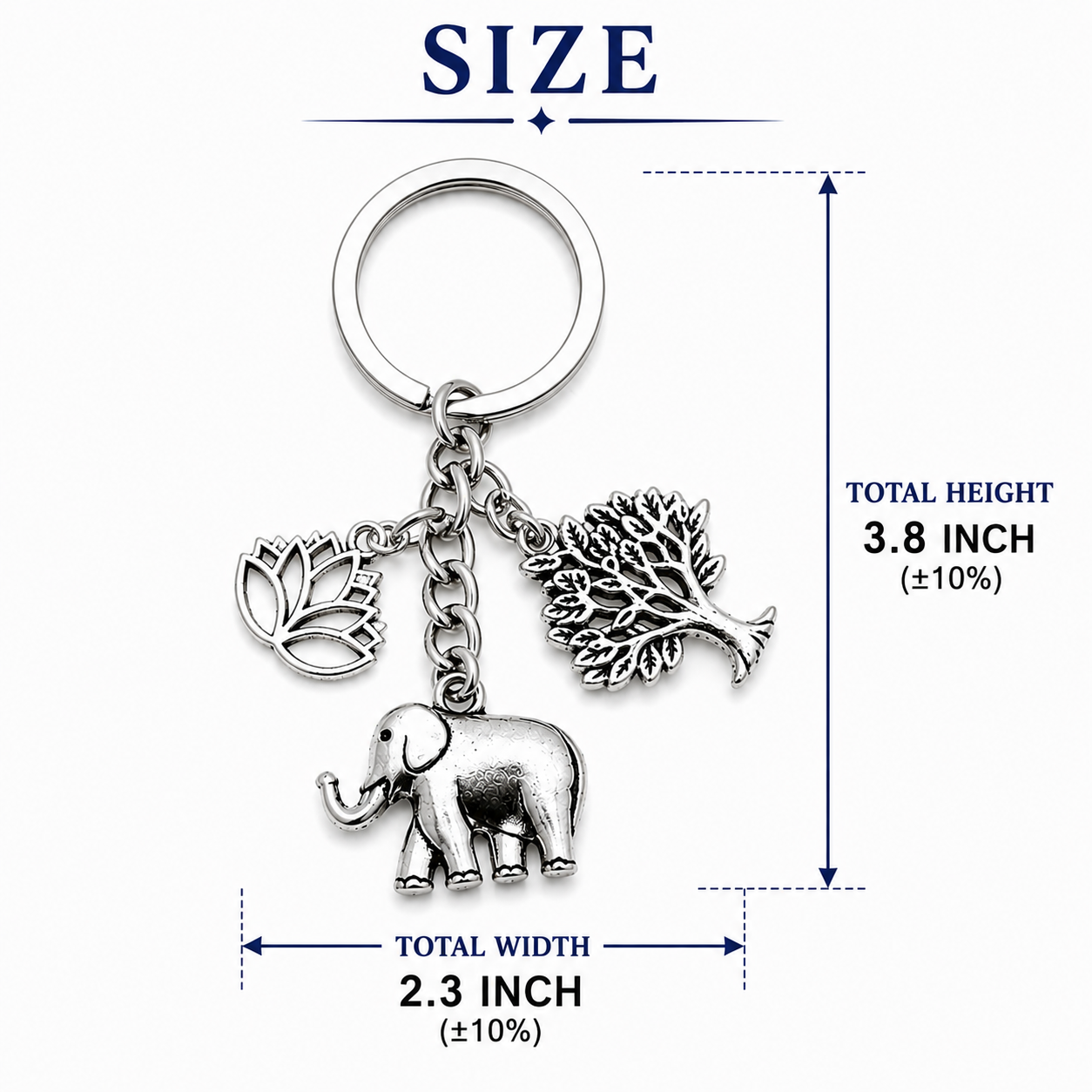 Elephant, Lotus & Tree Metal Keychain - Image 6