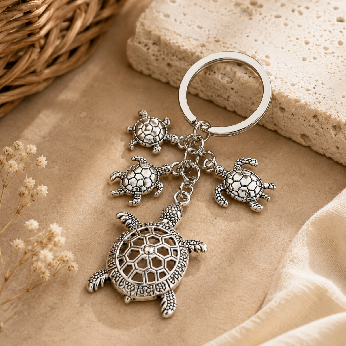 Sea Turtle Metal Keychain