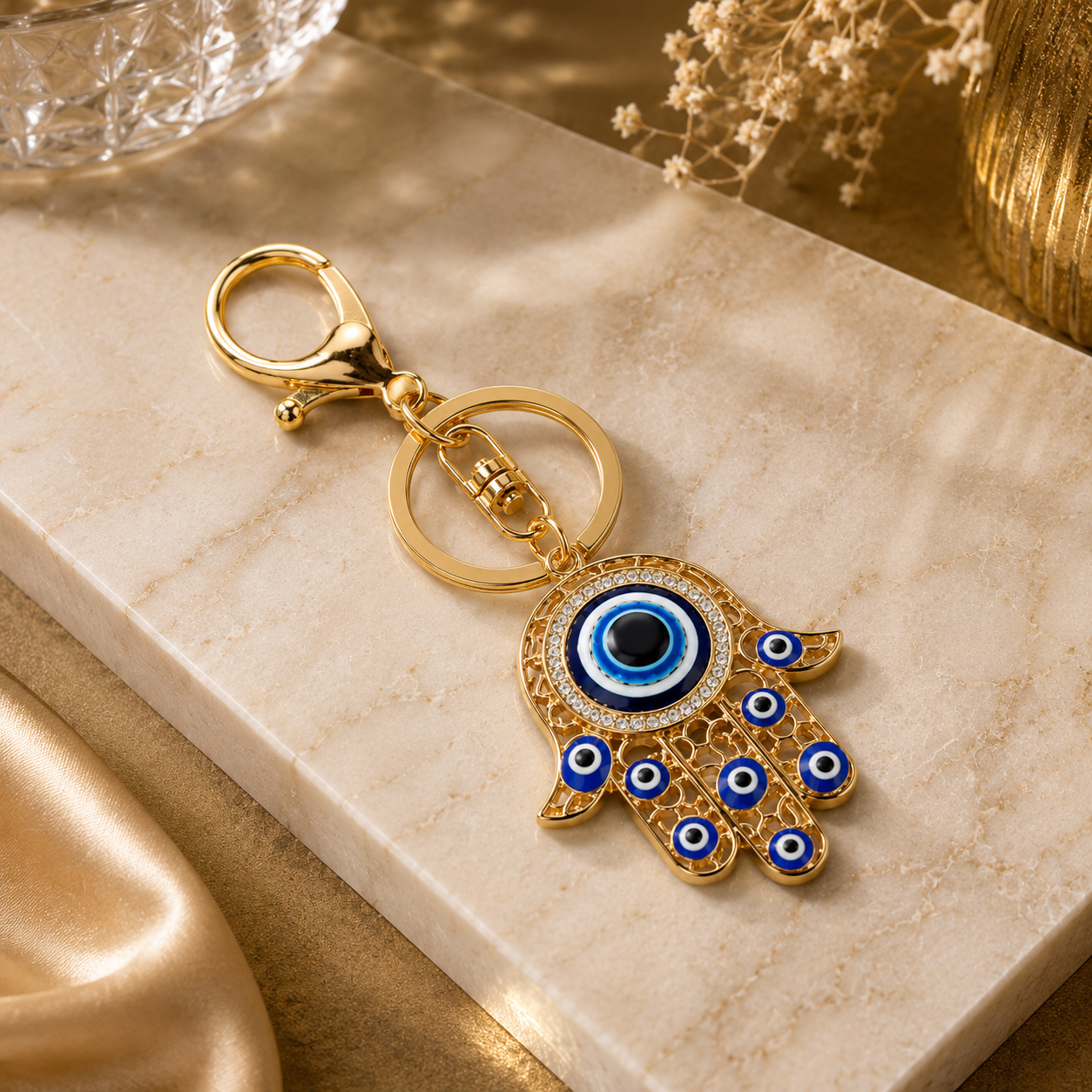 Hamsa Hand Metal Keychain