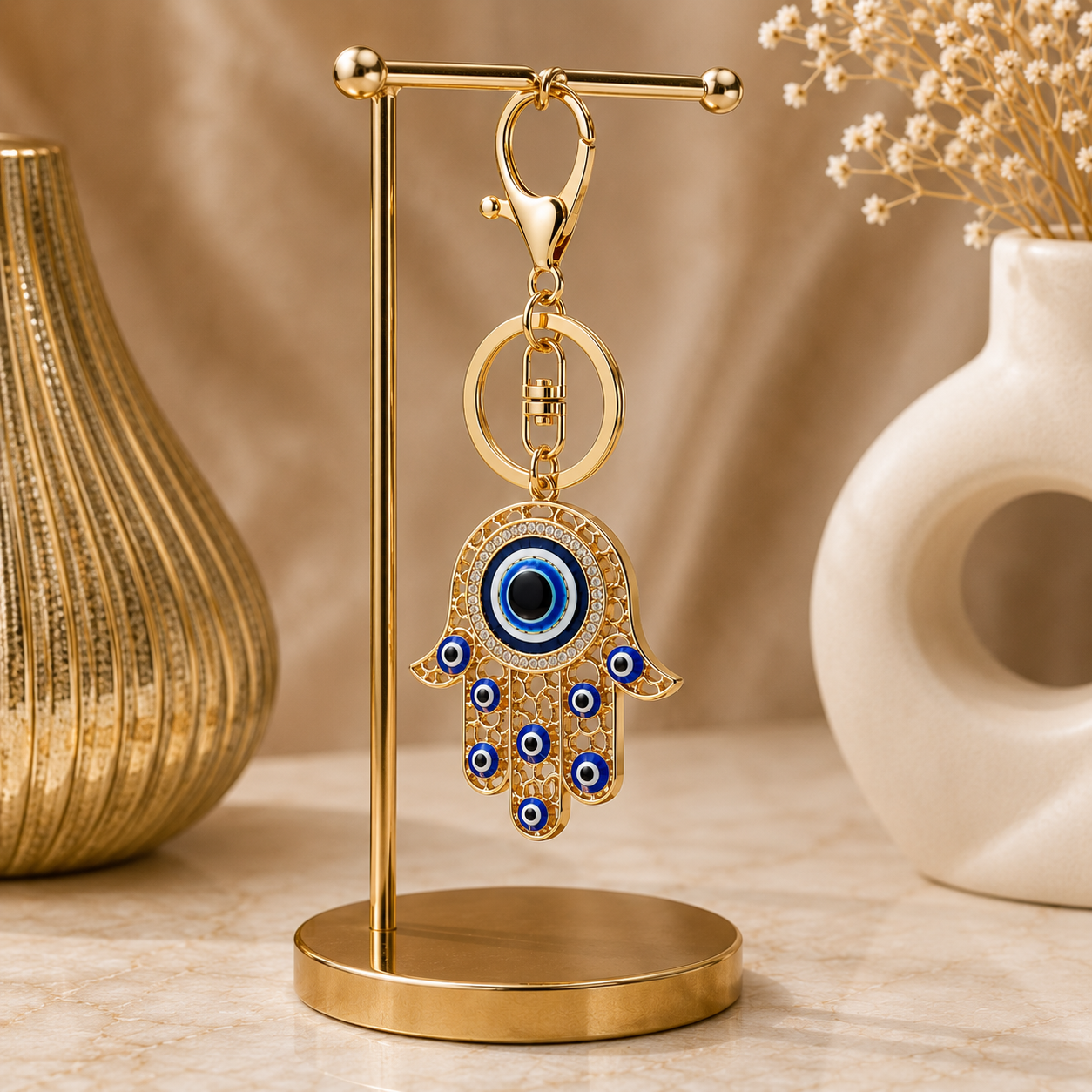 Hamsa Hand Metal Keychain - Image 4