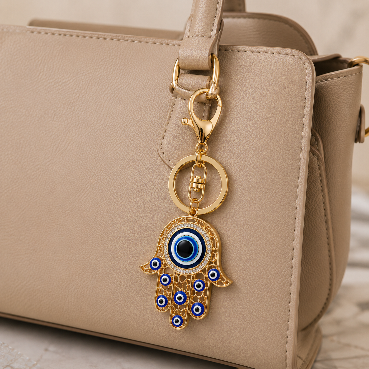 Hamsa Hand Metal Keychain - Image 3