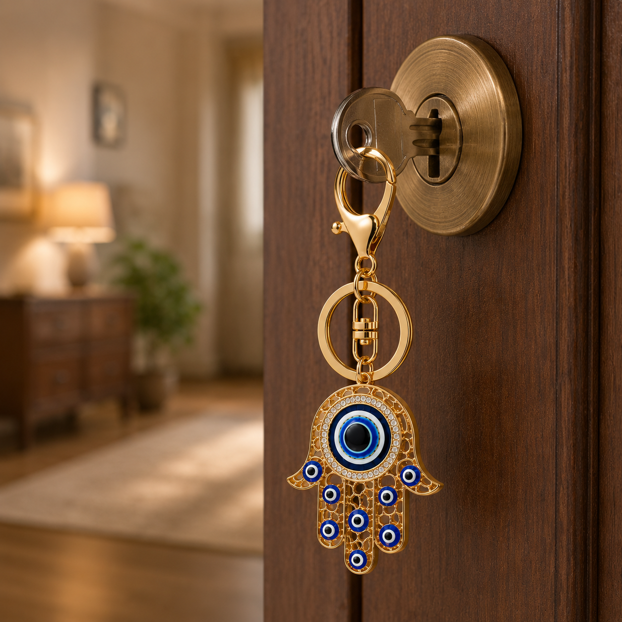 Hamsa Hand Metal Keychain - Image 2