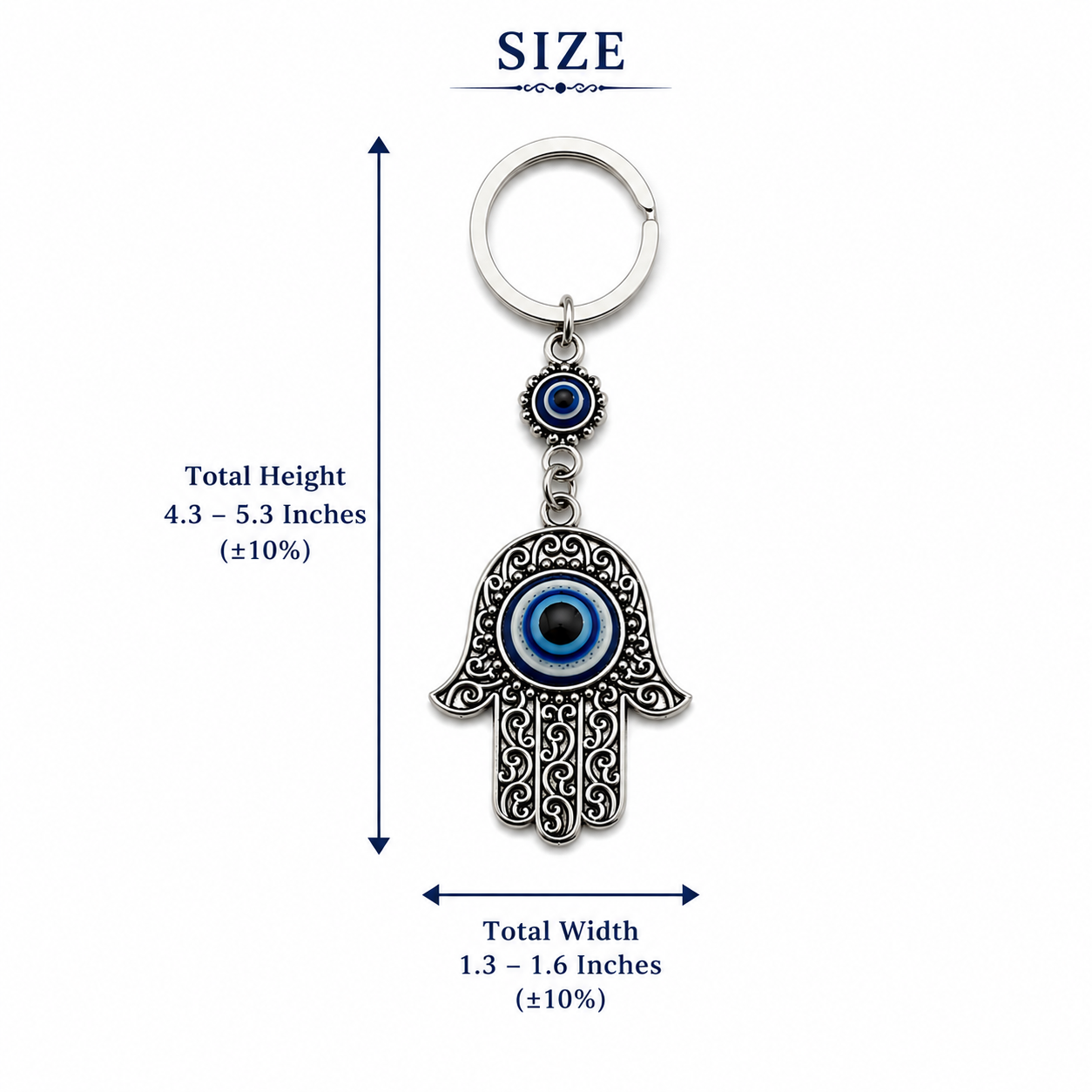 Blue Evil Eye Hamsa Hand Metal Keychain - Image 6