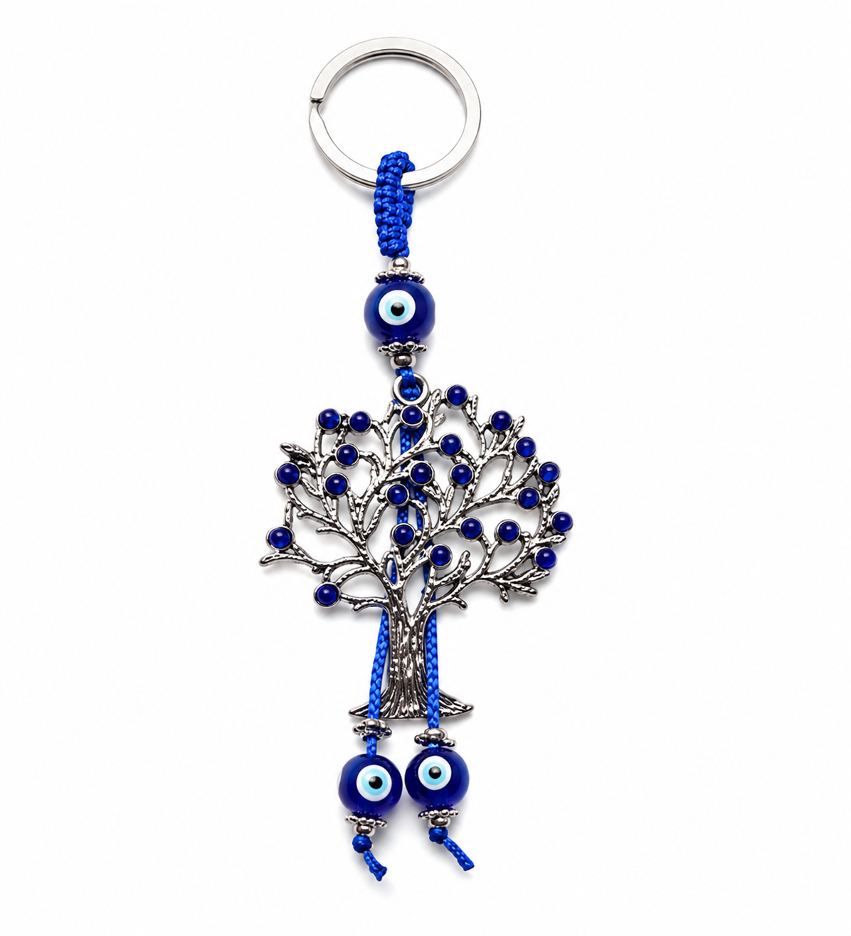 Blue Evil Eye Tree of Life Metal Hanging Keychain - Image 7