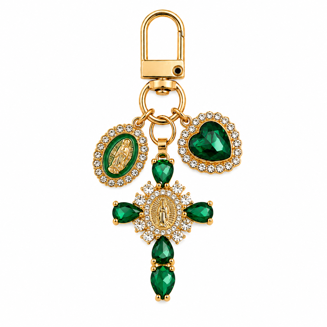 Green Crystal Cross Metal Keychain - Image 7